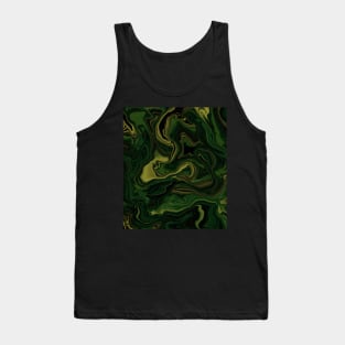 Green, black and gold marbled pattern Tank Top